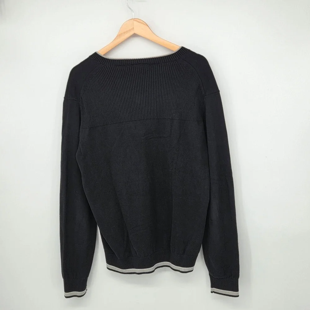 Cobra Puma Golf Mens Black V-Neck Cotton Knit Sweater Pullover 563727 Size M